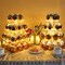 Vdomus 4 Tier Acrylic CupCake Stand Pastry Stand with LED String Lights Dessert Tree Tower Cake Pyramid for Birthday Wedding Party Babyshower Christmas, Holds up to 50 Cupcakes (Warm)
